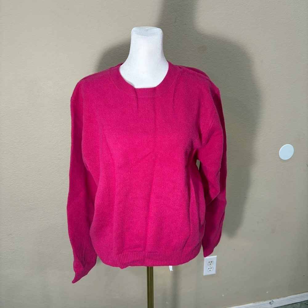 Uniqlo Women's 100% Wool Crewneck Sweater Sz M Pink Casual Preppy Retro Nightout